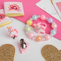 Набор детский «Выбражулька» 3 предмета: клипсы, браслет, кольцо, единороги, цветной Набор детский «Выбражулька» 3 предмета: клипсы, браслет, кольцо, единороги, цветной