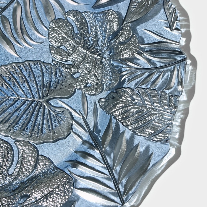 Тарелка стеклянная &laquo;Арабис&raquo;, d=33 см, цвет голубой