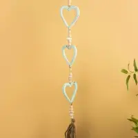 Подвеска декоративная "Сердечки" дерево, камень 13х3х100 см