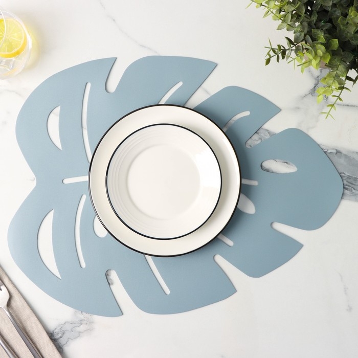 Салфетка сервировочная на стол &laquo;Лист&raquo;, 46&times;35 см, цвет серый