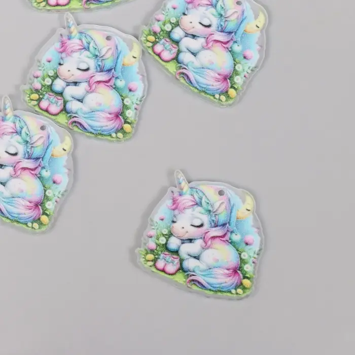 Декор для творчества акрил "Единорожка в косынке сладко спит на лужайке" 2,9х3х0,2 см