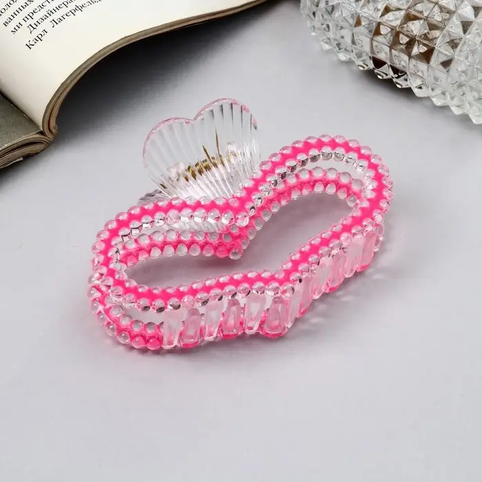 Крабик для волос &laquo;Хелен колор&raquo;, сердце, 9 см, МИКС