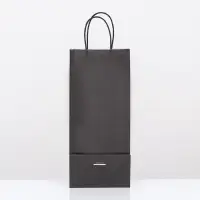 Пакет крафт под бутылку, чёрный,14&times;8&times;32 см