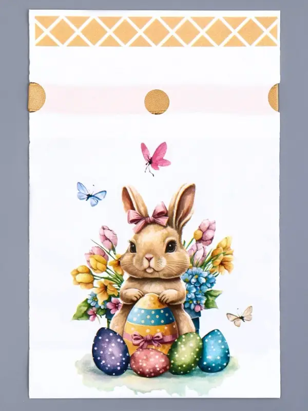 Пакет полиэтиленовый подарочный &laquo;Заяц с цветами&raquo;, с завязками, 15&times;23 см МИКС