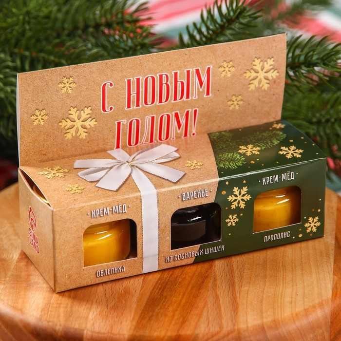 Набор &laquo;Радостных дней&raquo; : 2 крем-меда и варенье с шишками по 30 г.