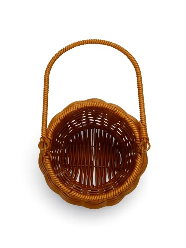 Корзина пластик 14 х 14 х 12 см, ручка17 см металл каркас коричневый