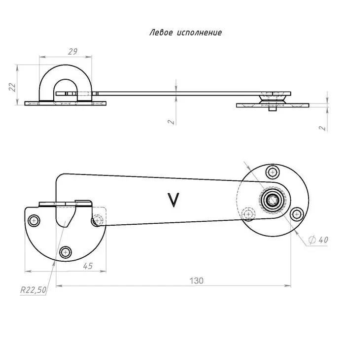 Крючок дверной КД, левый, покрытие цинк