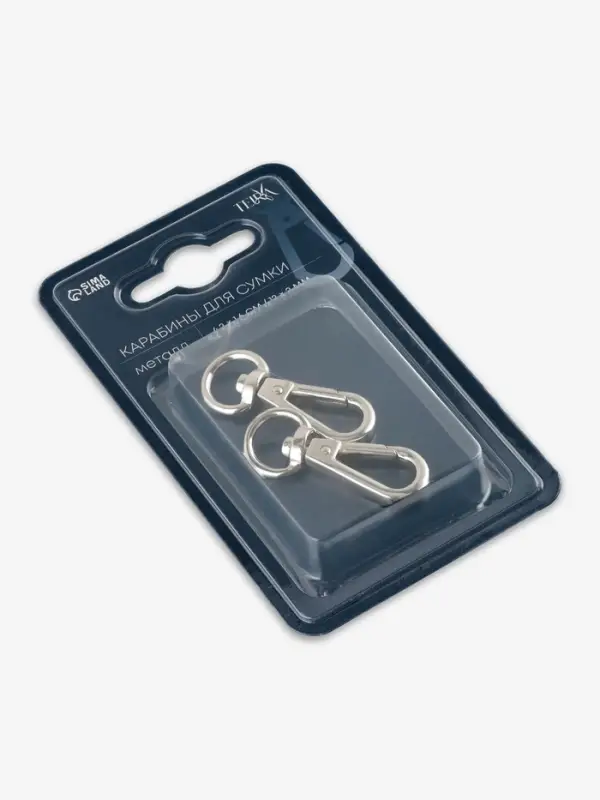 Карабины металл 6,2гр 4,2*1,6см/12*2мм (наб 2шт цена за наб) серебряный TR