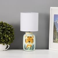 Настольная лампа с абажуром RISALUX &laquo;Тигрик&raquo; детская,, Е14, 40 Вт, зелёный, 13&times;13&times;27 см