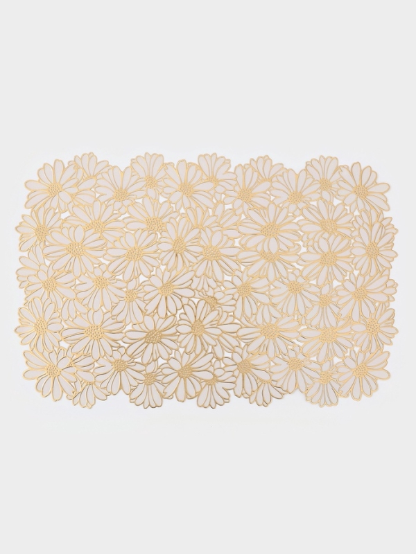 Салфетка сервировочная на стол Доляна, 45&times;30 см, бело-золотая