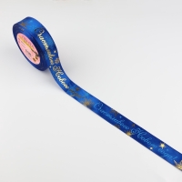 Лента атласная с тиснением &laquo;Счастливого Нового года!&raquo;, 25 мм, 23 &plusmn; 1 м, цвет синий