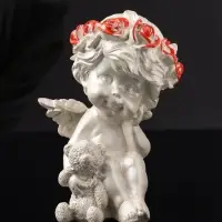 Фигура "Ангел с мишкой большой", 13х8х7 см, перламутр