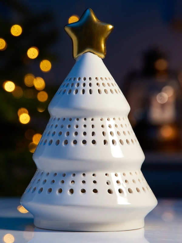 Светодиодная фигура "Елка с золотой звездой" 17.5х11х11, 1 LED, LR44x3(в компл.), Т/БЕЛЫЙ