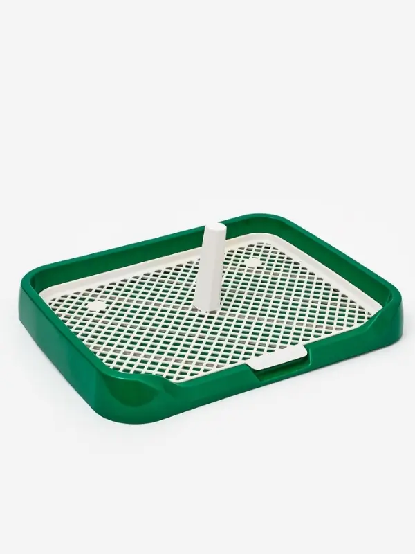 Туалет для собак 46,5 х 36 х 5,5 см, съёмной решеткой и столбиком, зелёный