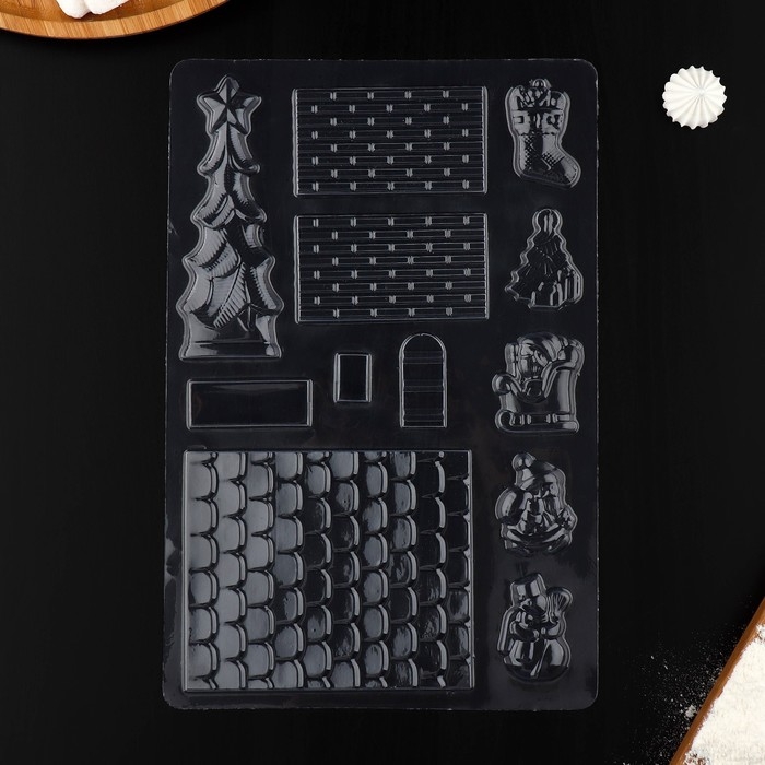 Форма для шоколада новогодняя &laquo;Элементы домика&raquo;, 12 ячеек, 15&times;8&times;2,5 см, цвет прозрачный