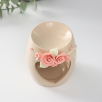 Аромалампа керамика "Сердце с розами" бежевая 8х8х9 см