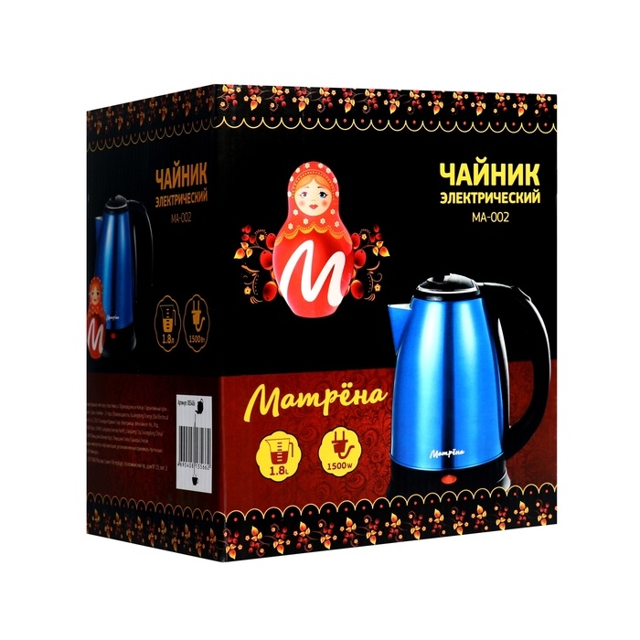 Чайник электрический Чайник электрический "Матрёна" МА-002, металл, 1.8 л, 1500 Вт, синий
