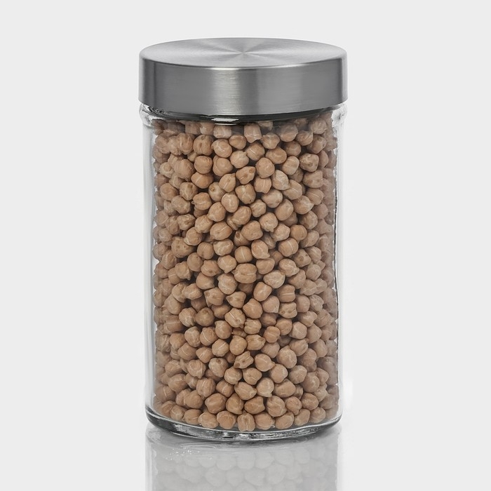 Банка для сыпучих Доляна &laquo;Премиум&raquo;, 550 мл, 15&times;8 см, с металлической крышкой, стекло, прозрачная