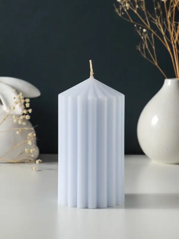 Свеча-цилиндр 7х14 см, 370 гр, рифлёная, лаванда