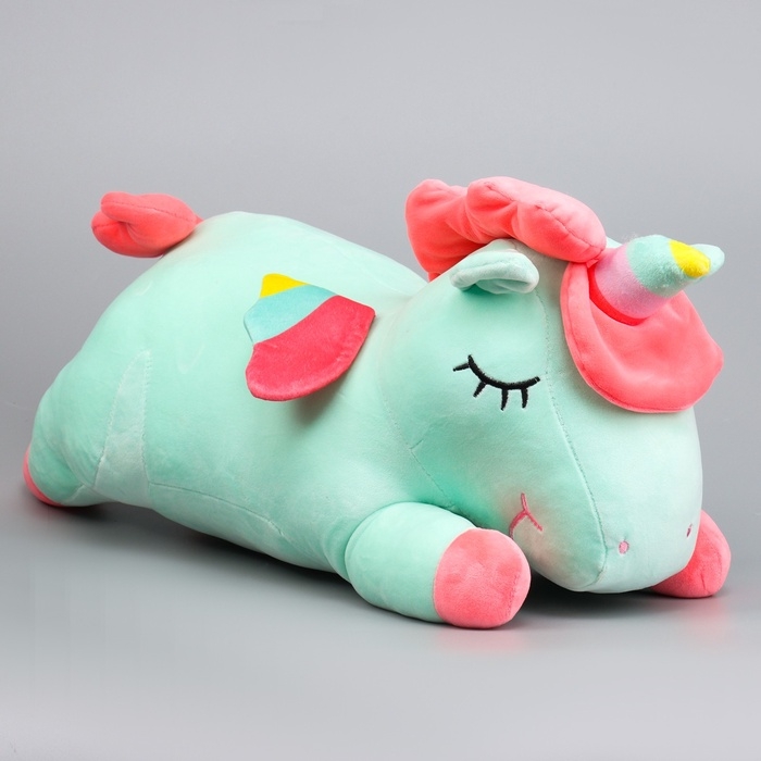 Шкурка мягкой игрушки "Единорог" с пледом, 50 см, цвет голубой