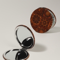 Зеркало складное &laquo;Орнамент&raquo;, d = 7,2 см, с увеличением, цвет коричневый