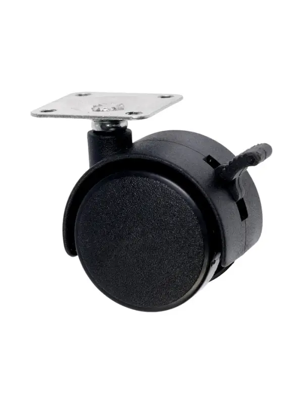 Колесо мебельное ТУНДРА, d=40 мм, на площадке 33х33 мм, с тормозом, набор 4 шт