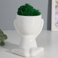 Кашпо керамика "Мистер Грин" любитель тишины 11,5*10*9 см белый