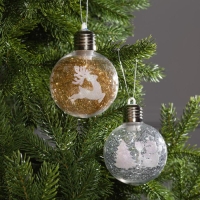 Набор ёлочных шаров &laquo;Ледяные узоры&raquo; 2 шт., батарейки, 1 LED, свечение RGB