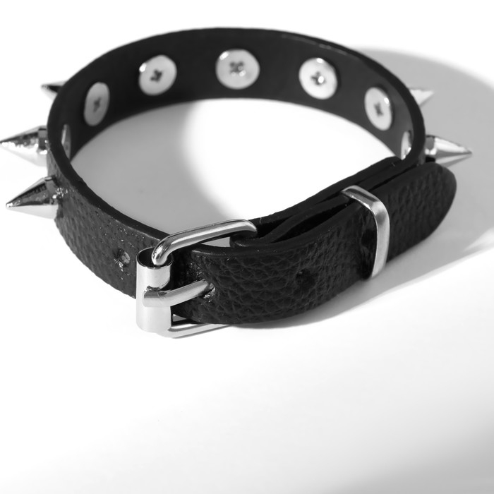 Браслет кожа &laquo;Хардкор&raquo; шипы, цвет чёрный в серебре
