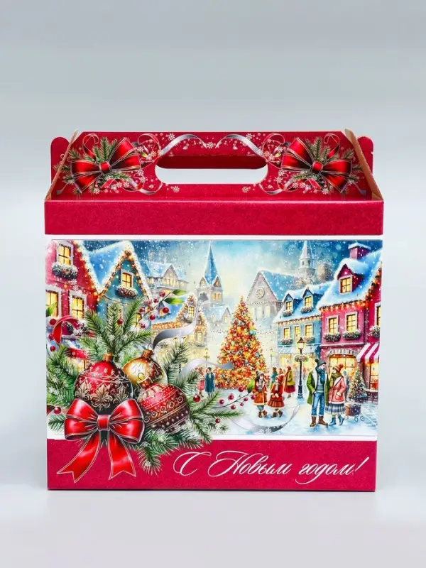 Коробка подарочная новогодняя &laquo;Рождественский город&raquo; 34&times;14&times;35.5 см