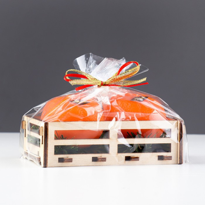 Набор новогодних свечей "Мандарины в ящике", 2 шт, 6,2&times;14&times;7,4 см