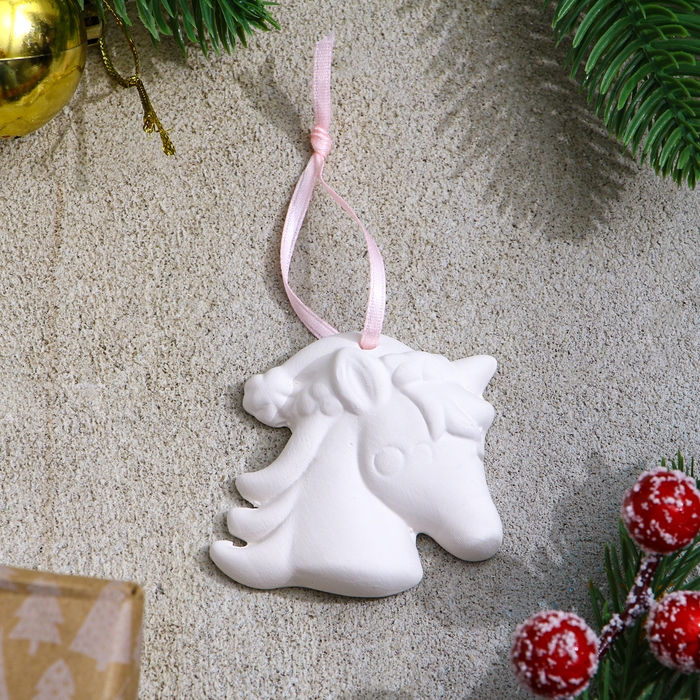 Новый год! Набор ёлочных украшений под раскраску 4 шт. «Единороги» с подвесом, кисть Новый год! Набор ёлочных украшений под раскраску 4 шт. «Единороги» с подвесом, кисть