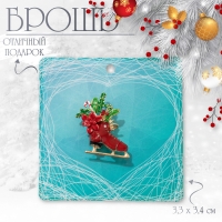 Брошь "Конёк" с цветами, цветная в золоте