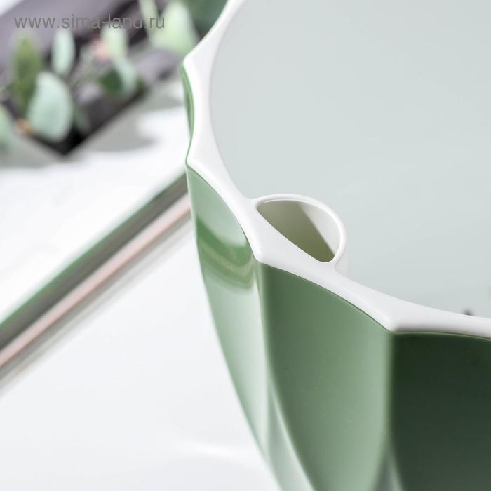 Кашпо для цветов со вставкой &laquo;Флюте&raquo;, 3 л, цвет малахит