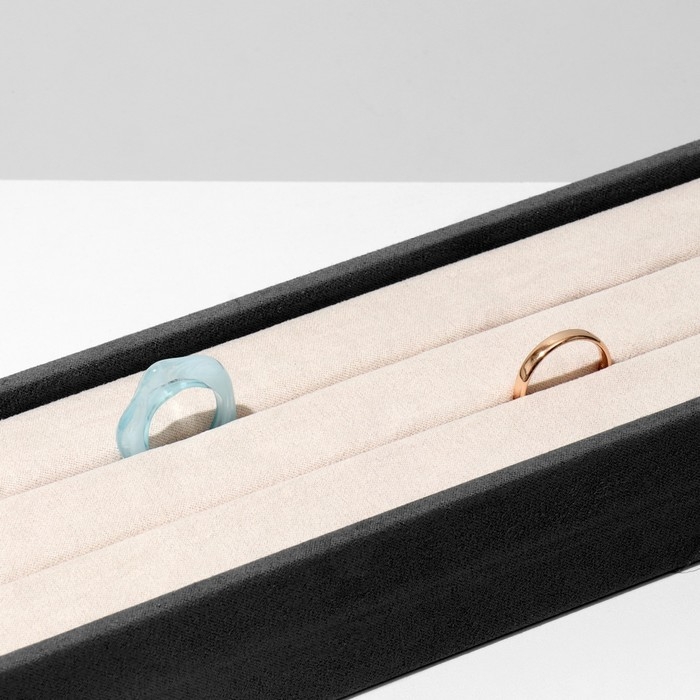 Подставка под кольца 2 полосы, флок, 35&times;10&times;3 см, цвет серо-бежевый