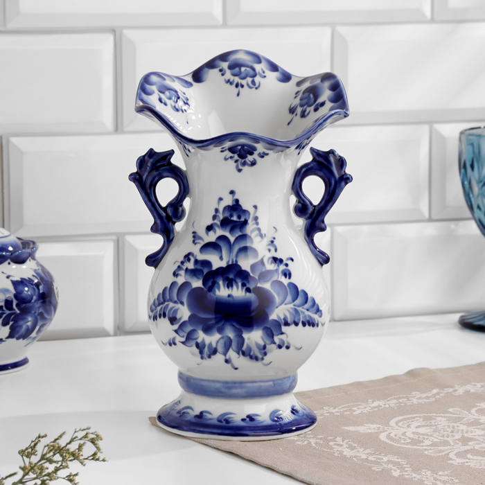 Ваза &laquo;Хризантема&raquo;, 12,5&times;23,5 см, гжель