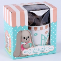 Набор "Зайка Lu" игрушка в кружке, заяц, 16 см Набор "Зайка Lu" игрушка в кружке, заяц, 16 см