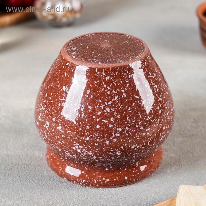 Горшочек традиционный &laquo;Мрамор коричневый&raquo;, 600 мл