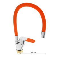 Cмеситель для кухни Accoona A4819P, однорычажный, силиконовый излив, латунь, оранжевый/хром Cмеситель для кухни Accoona A4819P, однорычажный, силиконовый излив, латунь, оранжевый/хром