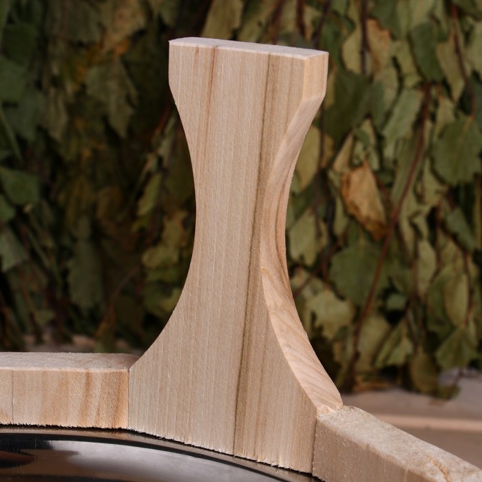 Шайка-таз из липы, 5 л, двуручная,нержавеющая вставка, Русский узор