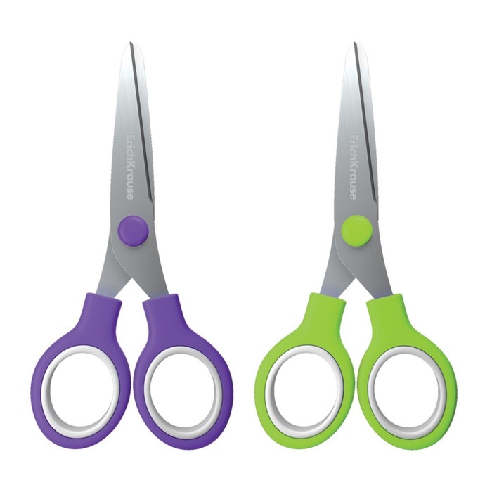 Ножницы детские ErichKrause Junior, 13 см, с закруглёнными концами лезвий, ударопрочный пластик, в тубусе, МИКС