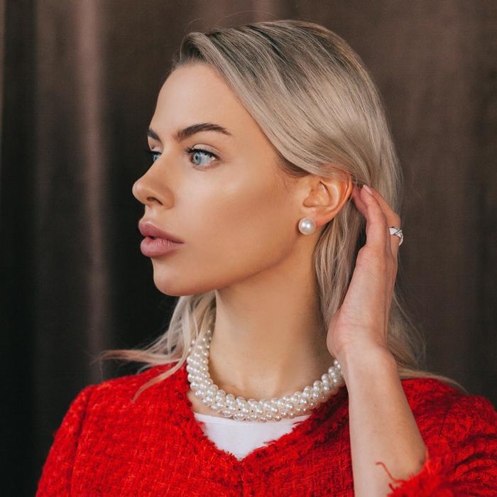 Набор 2 предмета: серьги, колье «Жизель» сплошная нить, цвет белый, 42 см Набор 2 предмета: серьги, колье «Жизель» сплошная нить, цвет белый, 42 см