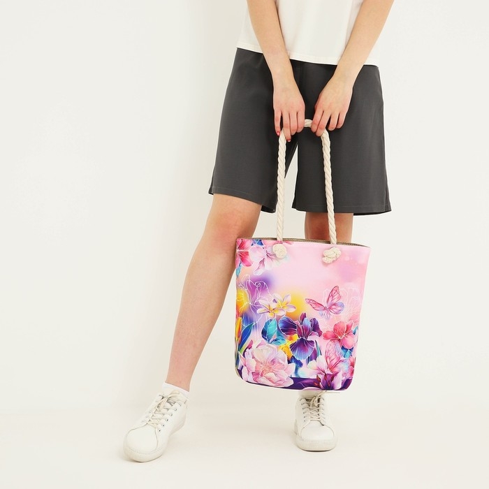 Сумка женская пляжная Сумка женская пляжная "Цветы", 35х40 см