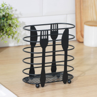 Сушилка для столовых приборов Доляна, 16&times;16,4&times;7,5 см, цвет чёрный