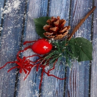 Декор "Зимнее очарование" алые ветки и цветок 16 см Декор "Зимнее очарование" алые ветки и цветок 16 см