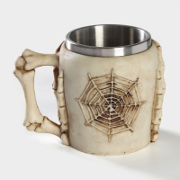 Кружка из нержавеющей стали &laquo;Череп. Хэллоуин&raquo;, 400 мл, цвет бежевый