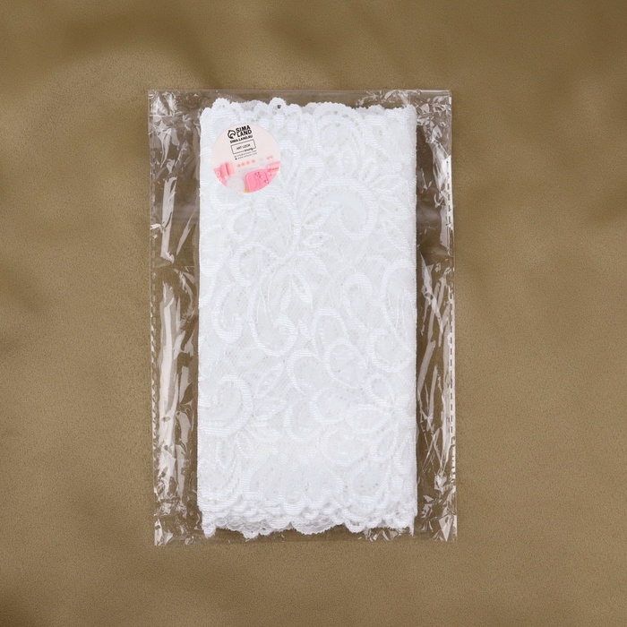 Кружевная эластичная ткань, 185 мм × 2,7 ± 0,5 м, цвет белый Кружевная эластичная ткань, 185 мм × 2,7 ± 0,5 м, цвет белый