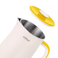 Чайник электрический Kitfort КТ-6197-3, пластик, колба металл, 1.5 л, 1500 Вт, бело-желтый Чайник электрический Kitfort КТ-6197-3, пластик, колба металл, 1.5 л, 1500 Вт, бело-желтый