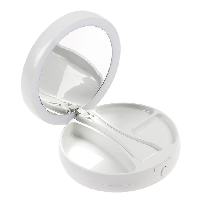 Зеркало Luazon KZ-09, подсветка, настольное, 30 × 16 × 16 см, увеличение х 10, USB, белое Зеркало Luazon KZ-09, подсветка, настольное, 30 × 16 × 16 см, увеличение х 10, USB, белое