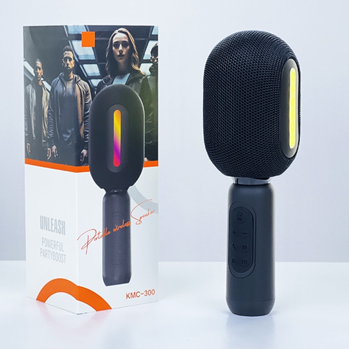 Портативный караоке микрофон, 5 Вт, 1200 мАч, LED, черный